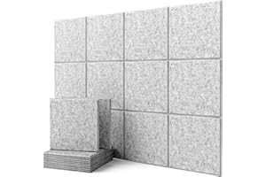 KUCHOOW Panneaux Acoustiques, 12 Pièces, Haute Densité Insonorisation Phonique Mur pour la Décoration et le Traitement Acoustique, Mousse Acoustique Adhesive (30x30x0.9cm)