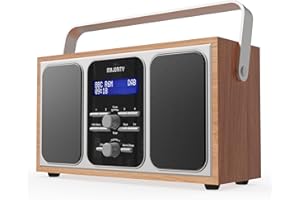 DAB radio portable | DAB+ radio Mains Powered or 15h Battery powered| Premium Wood and Steel | FM Radio, Dual Alarm Clock, & 20 Preset Stations | LED Display and Headphone Jack | MAJORITY Girton Oak
