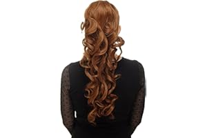 WIG ME UP - Postiche natte boucles volumineuses bouclée très longue (60 cm) + Peigne et élastique de fixation brun cuivré WK03-30