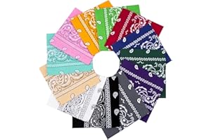 Justay Sowarm 12 Pack 100% Baumwolle Bandana Kopftuch, Paisley Bandana Unisex Bandana Damen und Herren Halstuch Kopftuch Kopf Haar Schal Nickituch Vierecktuch Armtuch