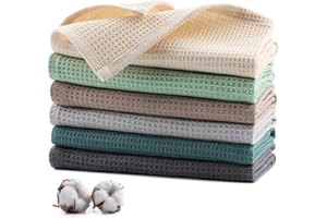 Jogoico Geschirrtücher 100% Baumwolle 6 Stück Geschirrhandtücher 35 x 35 cm Küchenhandtücher Weiche Küchentücher Saugfähig Waffeltücher Dicke Premium Geschirrtuch Putzlappen Trockentücher - 6 Farben
