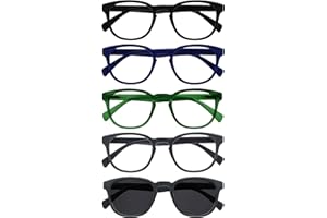OPULIZE Pop 5 Pacco Occhiali Da Lettura Con Lettore Sole Retrò Giro Nero Blu Verde Grigio Uomo Donna RRRRS2-13677 +2,50