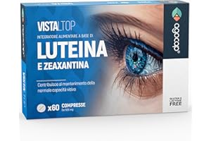Integratore Occhi, Luteina e Zeaxantina alto dosaggio. Integratore Occhi Vista con Luteina, Zeaxantina, Ginkgo Biloba, Vite Rossa, Vitamina E. Antiossidante Integratori, VISTALTOP - 60 cpr. Agocap