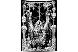 Yrendenge Tapisserie murale crâne humain, tapisserie murale noire et blanche, style esthétique gothique, décoration de la chambre à coucher, polyester 150 cm x 130 cm