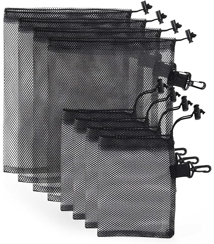 Lot De 6 Sacs En Filet à Cordon Bewudy – Noir Et Blanc, Tailles 20x15 Et 30x40 Cm, Pour Voyage, Jouets, Cosmétiques