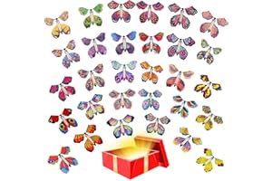 SKHAOVS 38 Pieces Magic Flying Butterfly, Rubber Band Powered Wind up Butterfly, Funny Magic Fairy Flying Butterfly Card for Birthday Surprise Gifts, Performance Props, Magic Tricks (Bright Color)