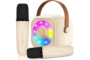 MICQUTR Karaoke Maschine mit 2 Drahtlosen Mikrofonen, Mikrofon Kinder Tragbare, Bluetooth Karaoke Elektronisches Spielzeug mit LED-Lichteffekten, Geschenke für Alter 3-18 Kinder, Jungen, Mädchen