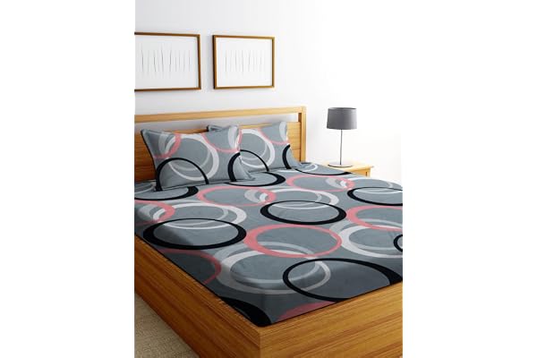 DECORUM Glace Cotton Fitted 1 Bedsheet King Size (72"x78") | All Around Elastic | Cotton Feel | 2 Pillow Covers (17"x27") | F