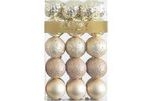 Busybee weihnachtskugeln 30 Stücke 6CM Ornamente für Weihnachtsbaum Champagner Christbaumkugeln Weihnachtsdekoration Kugeln Plastik Kunststoff