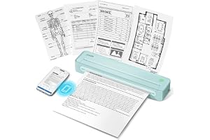 ETIKEZ D90E termoskrivare A4, bärbar skrivare, grön | Mono-termoskrivare på resan, kontor, skola, kompatibel med Windows/macOS/iOS/Android, 1 pack + 10 ark termopapper