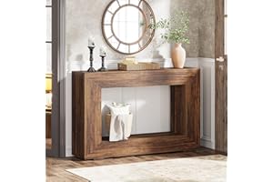 Tribesigns Mesa Consola, Consola de Entrada Industrial, 120 x 30 x 83,5 cm, Mesa Auxiliar de Pasillo, Mesa Auxiliar de Almacenamiento para Pasillo, Sala de Estar, Marrón Rústico