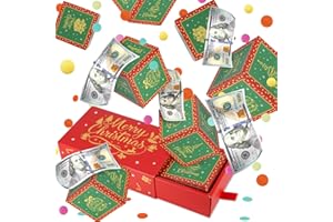 Giftota Merry Christmas Pop Up Money Gift Box, Surprise Gift Box Explosion for Money with Confett, Cash Explosion