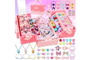 GOLMUD 172PCS Girls Jewellery Set with Storage Case, Princess Dress Up Kit Includes Rings, Necklaces, Bracelets & Hair Accessories, princess party accessories, Gift for Girls Age 3 4 5 6 7 8 9 10 Years