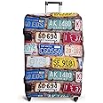 Luggage Cover Suitcase Protector Fits 19-33 Inch TSA Approved Travel Suitcase Cover Washable Dustproof Anti-Scratch (L (26-30 inch), License Plates)