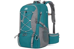 NUBILY Mochila Senderismo Hombre Impermeable 50L Mochilas Marcha Mujer Mochila de Camping Al Aire Libre de Moda Mochila de Viaje Ligera Azul Verde