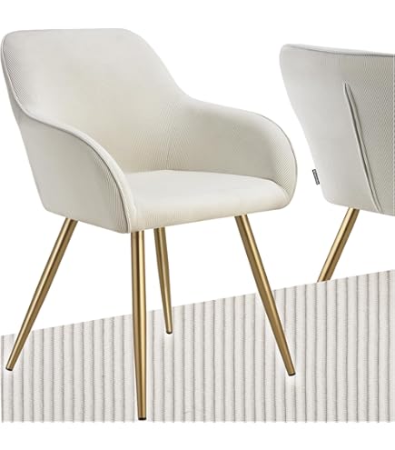Fauteuil à Dîner Visoca - Tissu Bouclette Blanc - Design Moderne - Dimensions 57x60x83,5 Cm - Marque Atmosphera