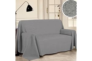 PENSIERI DELICATI Telo Copridivano 260 x 290 cm Made in Italy, Telo Copritutto 100% Cotone Puro Riciclato Tinto in Filo, Tinta Unita Antracite, Ideale Come Telo Arredo, Salva Divano, Coperta Picnic