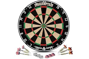 Stagecaptain DBS-1715 BullsEye Pro Bersaglio da Freccette con Freccette - Bersaglio Steeldart Professionale in Sisal - Dartboard con Fili Extra Sottili - Bersaglio con 6 Freccette e 4 Set di Alette