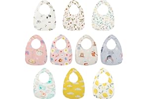 Yafane 10 Baberos Bebé Impermeables 0-36 Meses Recien Nacido Algodón Baberos Bebe Niña Niño Bandanas Suave Absorbente Baberos Drool Lavables