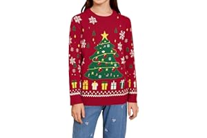 Becotal Jersey de Navidad para mujer, hombre, niños, divertido, suéter navideño, cuello redondo, suéter de punto, unisex, conjunto familiar