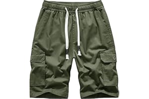 MakingDa Cotone Pantaloni Cargo Uomo Estivi Coulisse Vita Elasticizzata Tasca Utility Slim Fit Corsa Marcia Trekking Campeggio Bermuda Leggero Classico Sportivo Vacanza Spiaggia Short