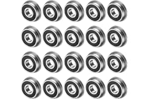 M METERXITY 20-Pack F695-2RS Flanged Ball Bearing, 5mm x 13mm x 4mm Double Rubber Seal Chrome (GCr15) Steel Deep Groove Ball Bearings for Wheelbarrow/Printer/Fax Machines/Power Tools