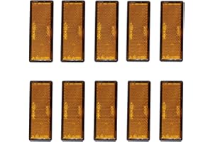 SANON Réflecteur à Dos Adhésif Rectangulaire Orange 10Pcs pour Camion Remorque