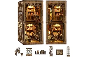 Book Nook, HooySprs-Dollhouse for Adults, 3D Wooden Puzzle for Adults with Furniture & LED Light, Bookshelf for Christmas Birthday Halloween （Magic Collection）