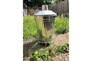 EASYSHOPPING Small Medium Large 15L 60L 90L Litre Metal Galvanised Garden Incinerator Fire Bin Burning Leaves Paper Wood Rubbish Dustbin Shovel and Poker Made in U. K. (60L INC Only)