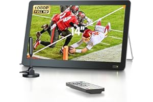 Desobry TV portatile da 14 pollici con antenna, Smart TV portatile con sintonizzatore ATSC, batteria ricaricabile Mini TV LCD Monitor 1080P, supporto TV incorporato, ingresso HDMI, USB, AV In