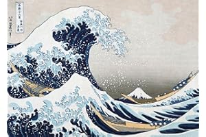 LuxHomeDecor Cadre imprimé sur Panneau en MDF - La Grande Vague de Kanagawa, de Katsushika Hokusai 70 x 50 cm, - Rebords noirs
