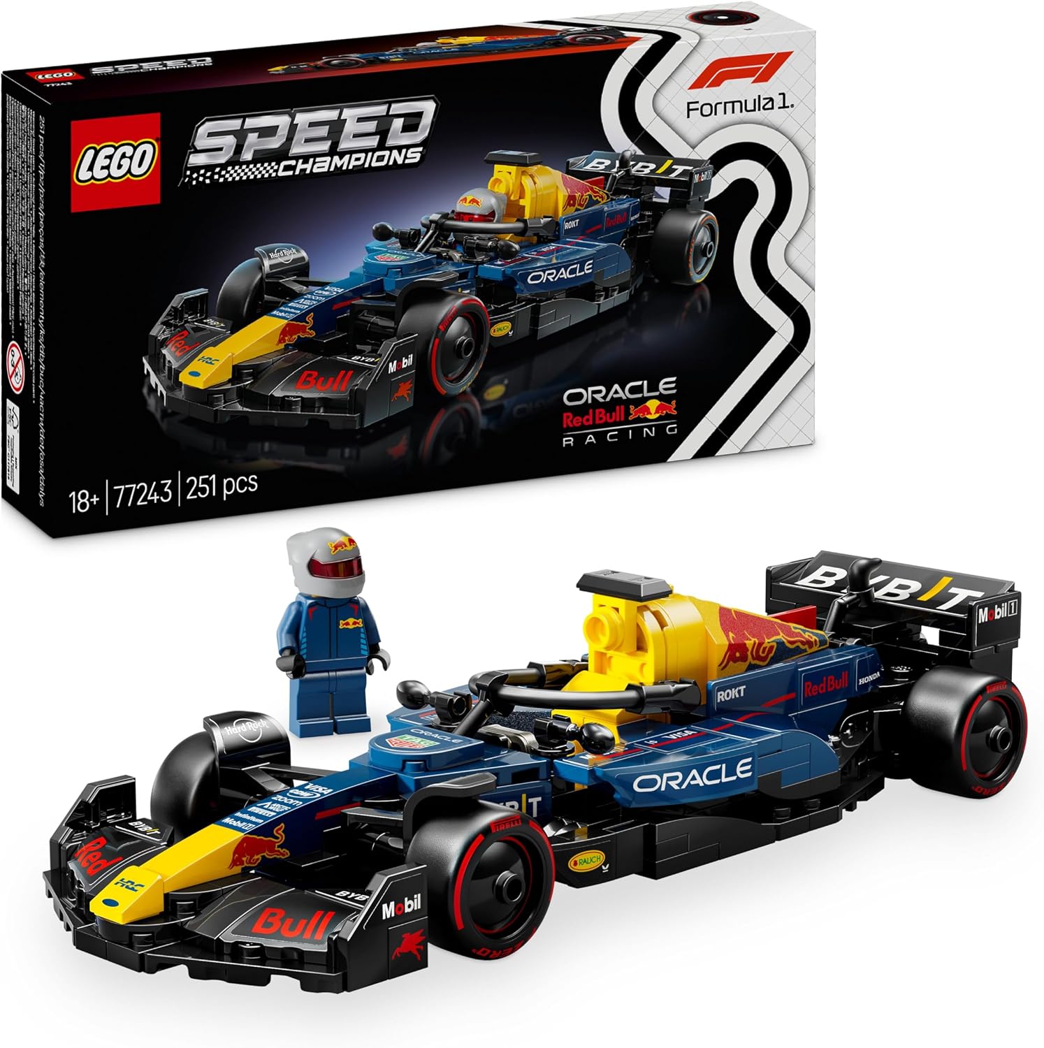 LEGO Speed Champions Voiture F1 Oracle Red Bull Racing RB20 - Voiture de course de Formule 1 pour adulte - Inclut une minifigurine collector de pilote - Cadeau pour fans de sport automobile 77243