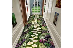 HIYOUGO Teppich Läufer Flur, rutschfest Waschbar Weiche Korridor Teppich Flurläufer, Geometrische Kurzflor Brücke Korridor Teppich für Wohnzimmer Küche Büro Schlafzimmer (1X3.5M, E)