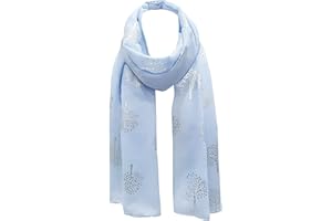 World of Shawls Silver Foil Mulberry Tree Print Fashion Scarf