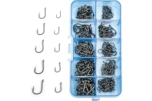 9KM DWLIFE 500pcs Fishing Hooks Ringed Eye Carp Hook High Carbon Steel Carp Fishing Barbed Fishing Hooks Eyed sea fishing hooks for Saltwater Freshwater Fishing Accessories Size 3-12#