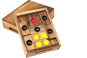 Setting Sun: Wooden Klotski Sliding Block Puzzle. Handmade Wooden Puzzles for Adults by SiamMandalay with Free SM Gift Box(Pictured)