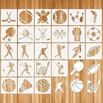 UNICRAFTALE Metallschablone Sportbälle – Aus Edelstahl, Ca. 17,7 Cm, Mit Fußball, Basketball, Baseball & Mehr, Für Malerei, Gravur & DIY