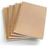 VEESUN A5 White Spiral Notebook Pack of 4 Cute Notebooks 80 Sheets | Soft Kraft Cover Notepad 160 Pages Travel Diary Notebook