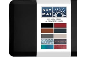 SKY MAT Sky Solutions Kitchen Mat - Padded, Non-Slip, Absorbable Anti Fatigue Standing Mat for Kitchen Floor, Standing Desk, Office & Garage (20x32x3/4-Inch, Black)