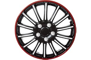 Cosmos 62743, Booster Black/Red 14 Inch Wheel Trims, Four piece set, Universal Fit for Most Vehicles
