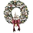 Thomas Kinkade Christmas Village Illuminated Wreath –Intricate 3D Scenes, 7 Glowing Buildings, 11 Lanterns And 20 Figures