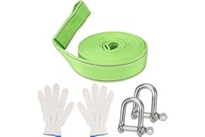 Belle Vous Corda da Traino 5M x 5cm - Cinghia per Recupero Carichi Pesanti - Corda con Strisce Riflettenti - Cavo ad Alta Resistenza - Cavo di Emergenza con Ganci - Per Auto e Camion