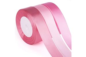ASTARON Rose Ruban Robe de Mariée Bouquet Bricolage Artisanat 1 Pouce, Couleur Solide Tissu Cadeau Emballage Noël Noeud Papillon Bun Décoration