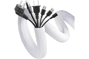 FITUEYES Cache Câble Gaine Câble 2 Mètre Φ32mm Souple Ajustable Gestion des Câbles pour TV, Ordinateur, Automobile (Blanc)