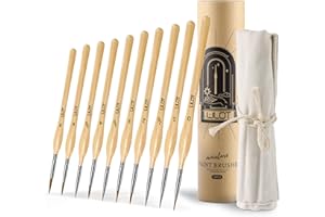 WLOT Fine Detail Brushes with Triangular Handles,10 Miniature Brush for Fine Detailing & Art Painting,Acrylic&Nail, Models,Watercolour, Miniatures,Oil, Wargaming Figures.
