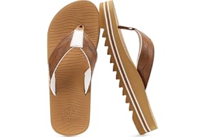 COFACE Mens Arch Support Flip Flops Yoga Mat Comfortable Thick Cushion Recovery Walking Thong Sandals Lightweight Slip On Summer Beach Slippers