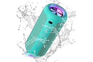 Ortizan X10 Cassa Bluetooth Portatile Cassa Altoparlante Bluetooth 5.3 Waterproof IPX7 Con Luce,Fino a 30h di Autonomia, 3 Effetti Sonori Stereo Hi-Fi Bassi, Vivavoce Microfono-Con AUX, TF(blu-verde)