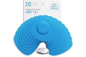 Not Just A Patch CGM Sensor Patches for Freestyle Libre and Medtronic Sensors (20 Pack) - Water Resistant & Durable for 10-14 Days - Pre-Cut Freestyle Libre 2 Sensor Covers in Blue