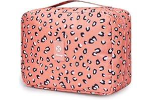 NARWEY Travel Hanging Toiletry Wash Bag Makeup Cosmetic Organizer for Women Waterproof (Leopard)