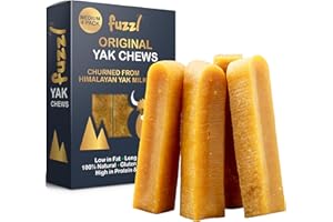 Fuzzl Gold Himalayan Yak Chews for Dogs – Premium Box of 4 | 100% Natural, Long Lasting, High Protein Dog Treats | Grain-Free, Healthy Chews | Odour-Free Yak Cheese